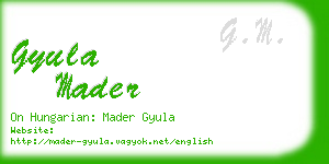 gyula mader business card